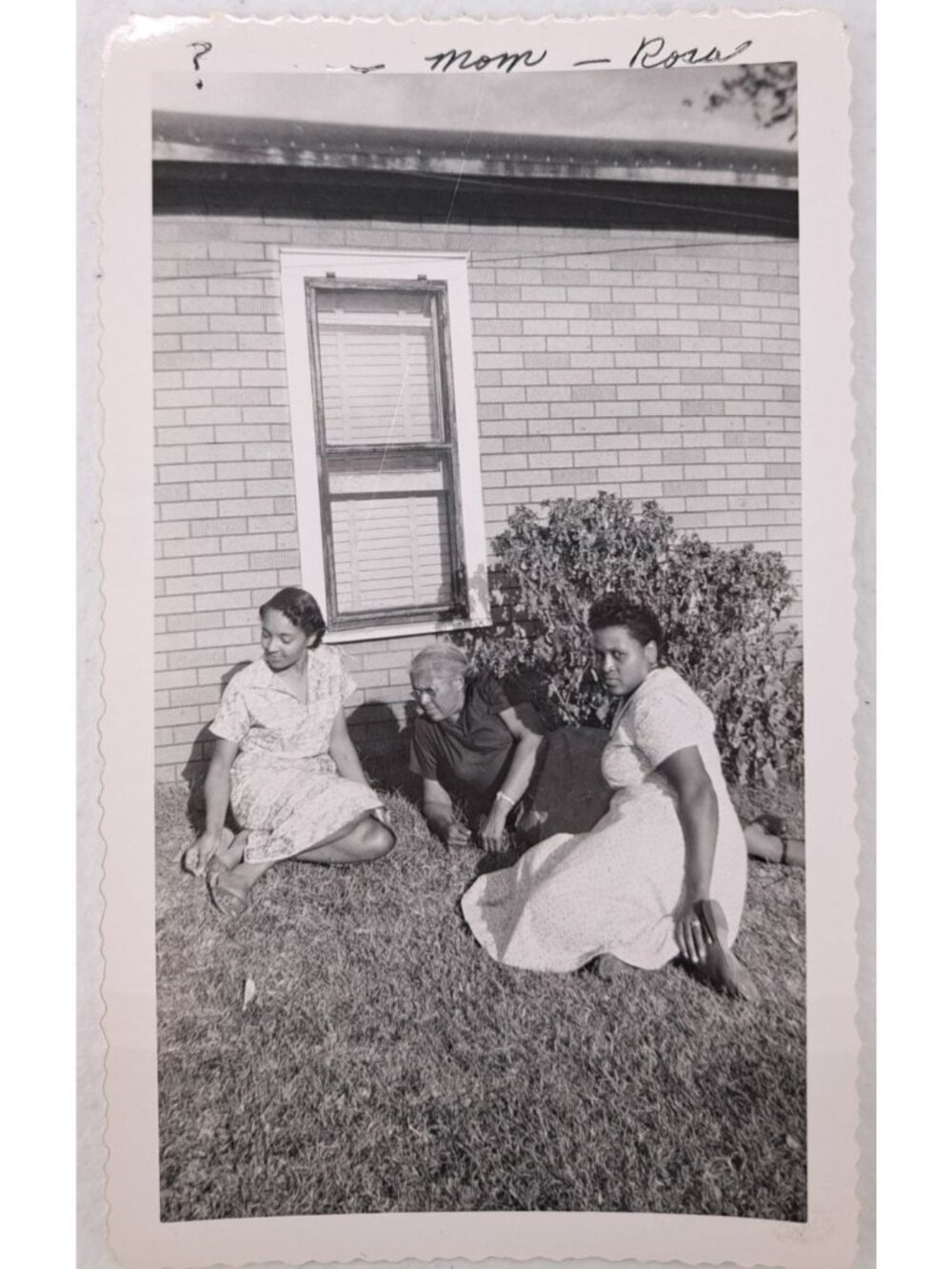 Vintage Black White Photo African American Women Sitting Outside Visiting 1950s